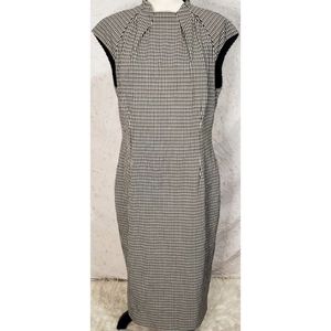 Karen Millen Sheath Dress Black White High Neck Pencil